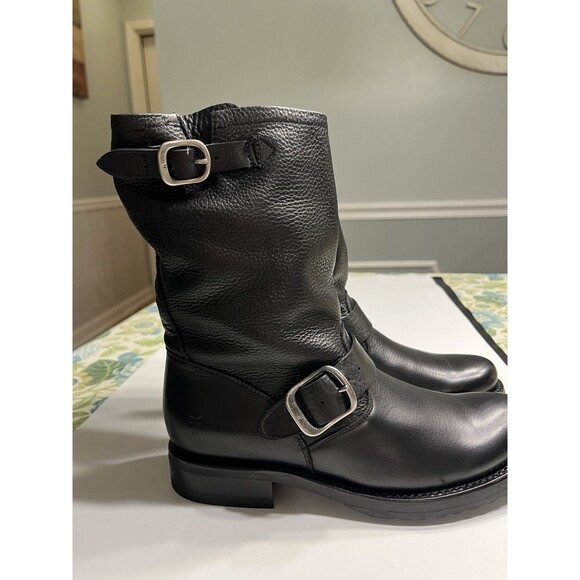 Frye Veronica Short Black Leather Moto Inspired Boots Women’s Sz 6.5 - Picture 1 of 16